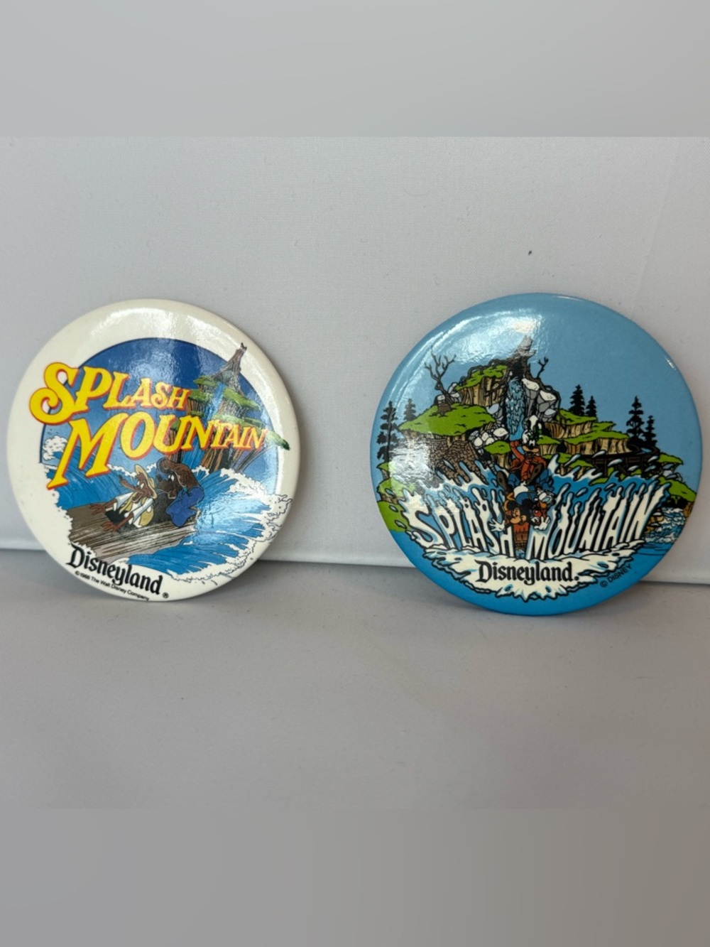Vintage 80’s Disneyland Splash Mountain 3in Button Pin Set of 2 Cast Member Excl - Picture 2 of 9